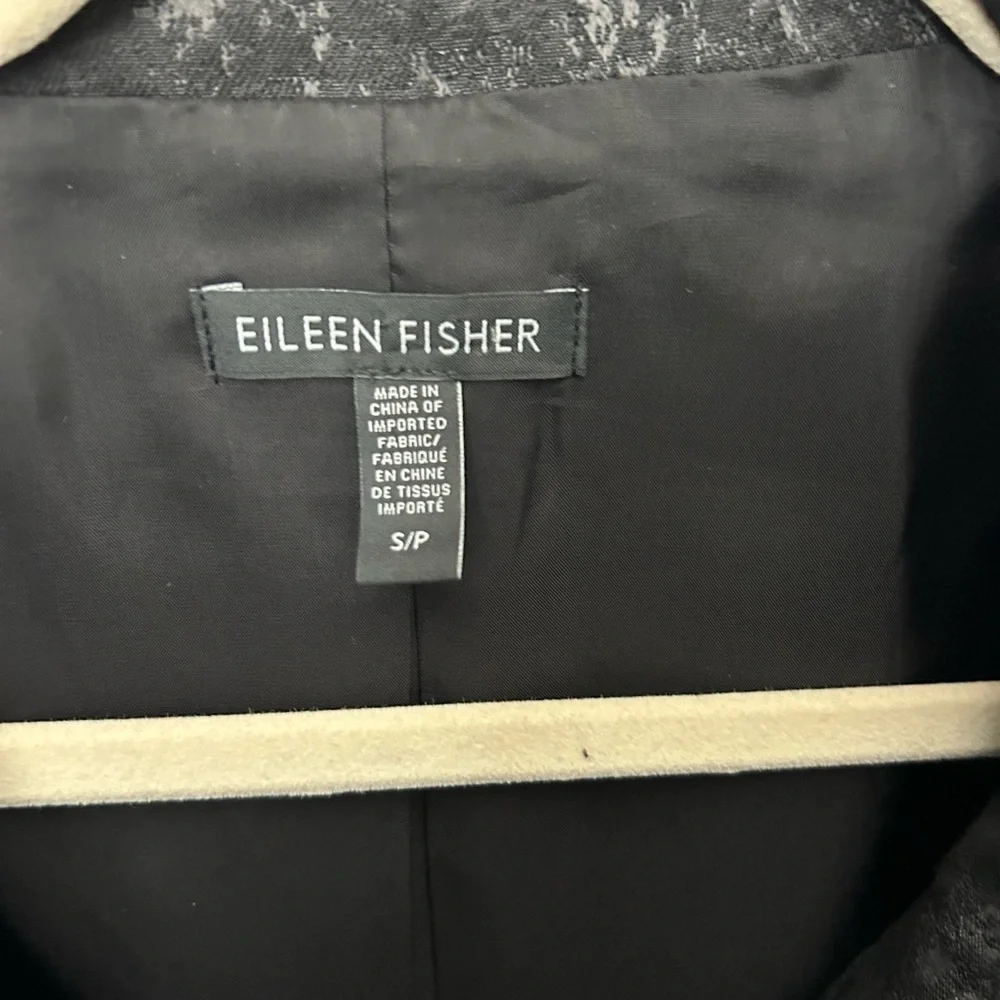 Eileen Fisher Grandeur Jacquard top jacket in black and gray S P - Picture 5 of 5